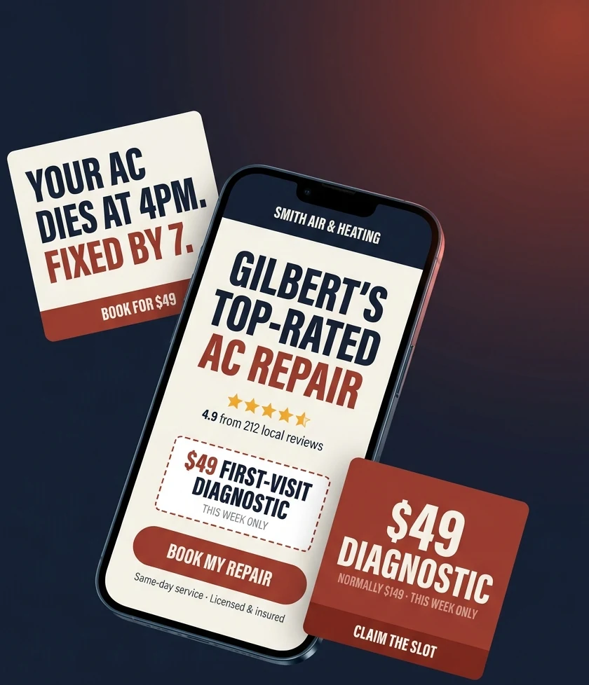 Example of the book-a-call funnel and ad graphics we build for you